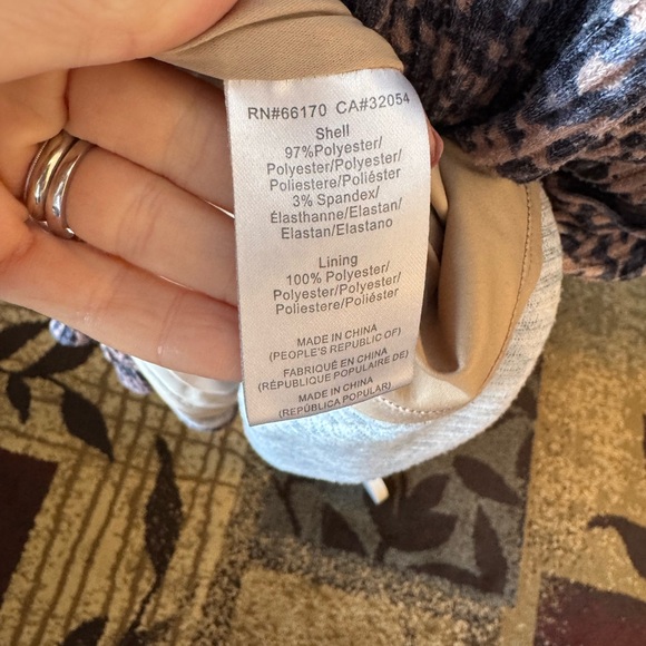 Hutch Ruffle Dress Size Medium Blue Beige/Pink VNeck - Picture 10 of 10